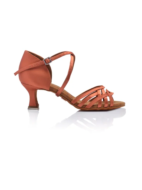 Zapatos de baile en raso con tiras cruzadas, 6 fajas, tacon 5.5 cm con plantilla antideslizante